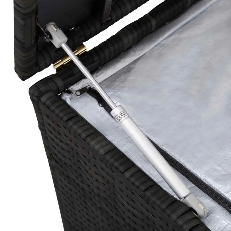 vidaXL dārza uzglabāšanas kaste, melna, 150x50x60 cm, PE rotangpalma