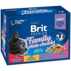 Mitrā kaķu barība Brit Premium Family Plate Chunks.12gab