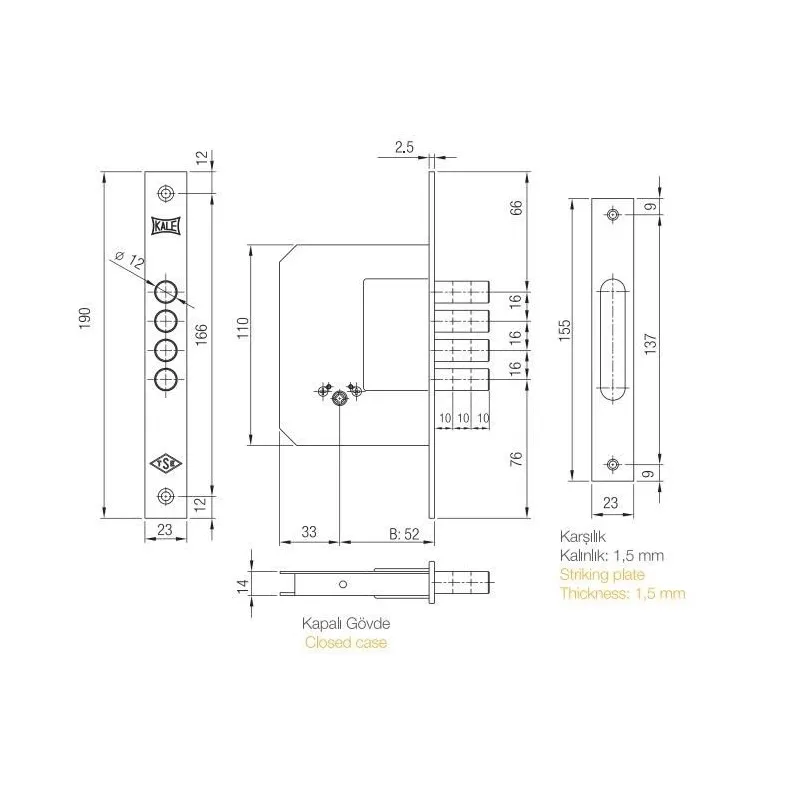 Slēdzene 189-4MF. 5 atslēgas
