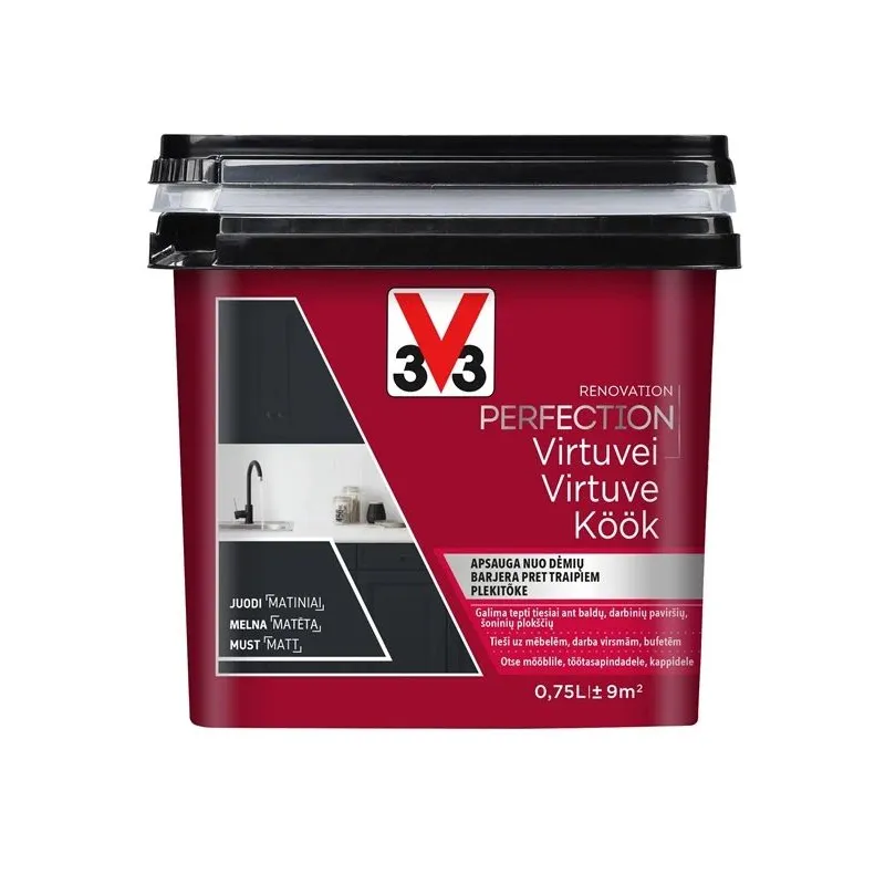 Emaljas krāsa V33 Perfection Kitchen. 0.75 l. melna