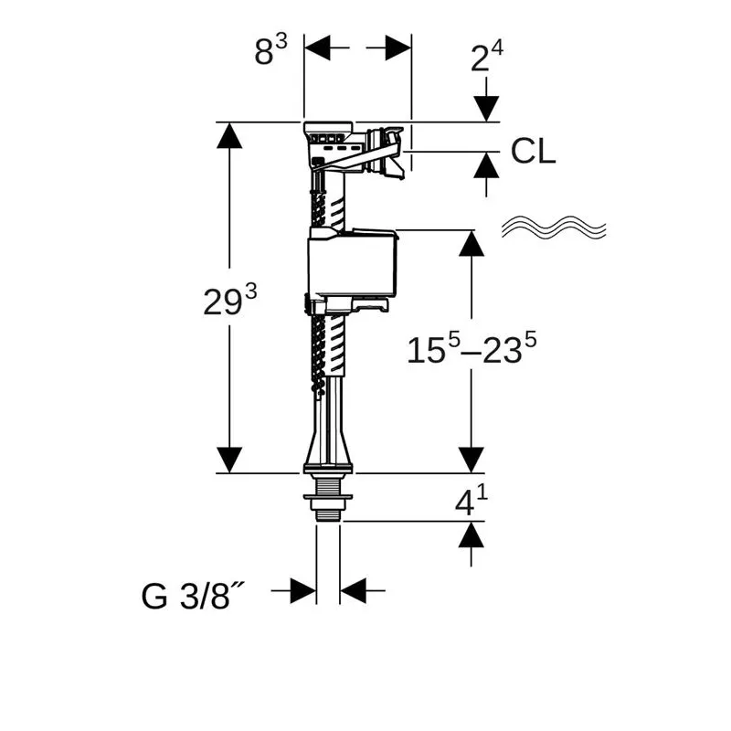 Ūdens uzpildes vārsts Geberit. 293 mm