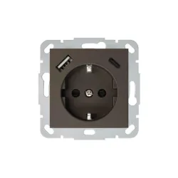 Розетка. Зарядное устройство USB A+C Liregus Retro. коричневый