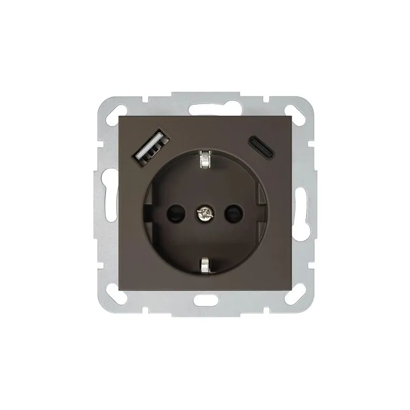 Kontaktdakša. USB A+C lādētājs Liregus Retro. brūna