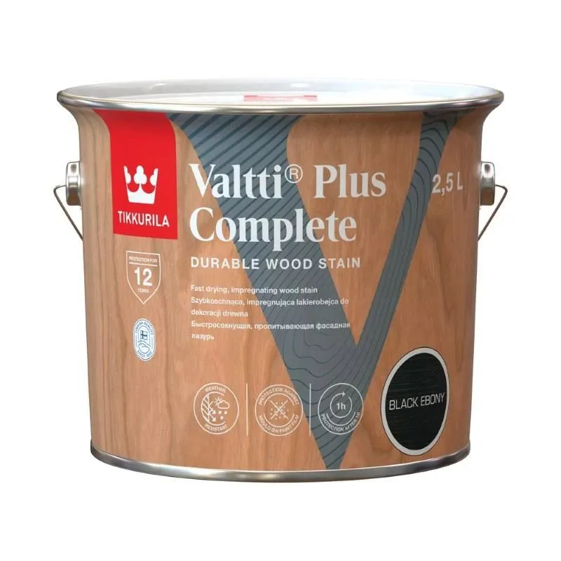 Impregnants Tikkurila Valtti Plus Complete. melna. 2.5 l