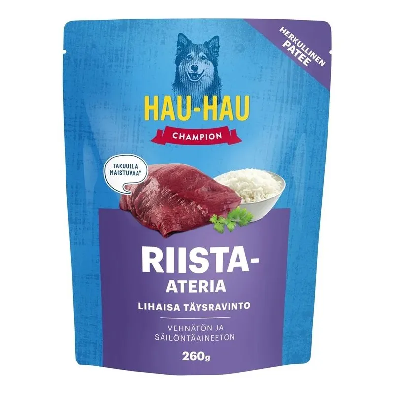 Mitrā barība suņiem savvaļas dzīvnieku gaļa Hau-Hau 0.26kg