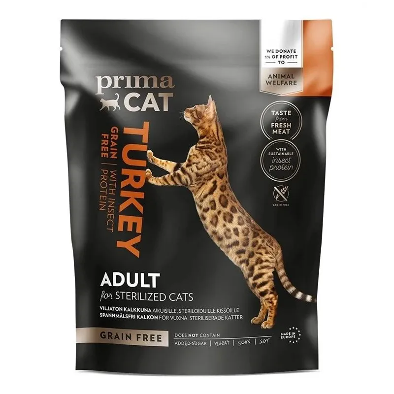 Sausā kaķu barība PrimaCat. tītara gaļa. 1.4 kg