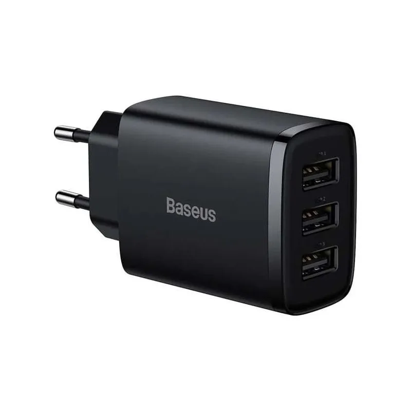 Lādētājs Baseus CCXJ020101. 3 x USB. melna