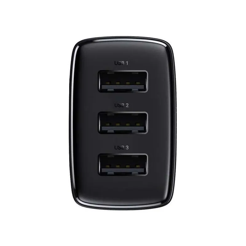 Lādētājs Baseus CCXJ020101. 3 x USB. melna