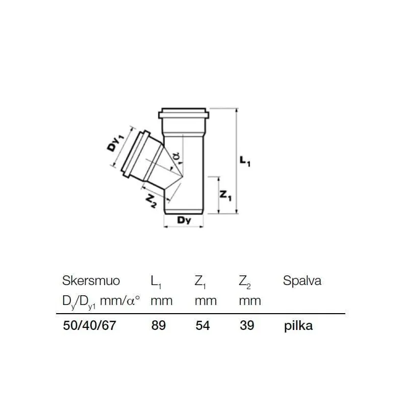 Trejgabals PP Wavin. 40 x 50-67. ar blīvgumijām