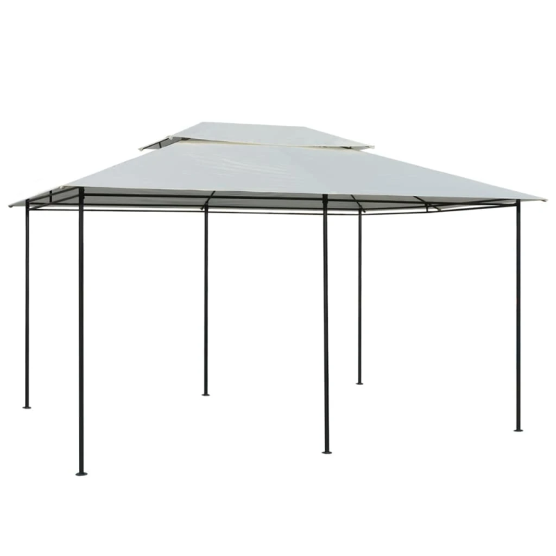 vidaXL dārza nojume ar aizkariem, 4x3 m, balta