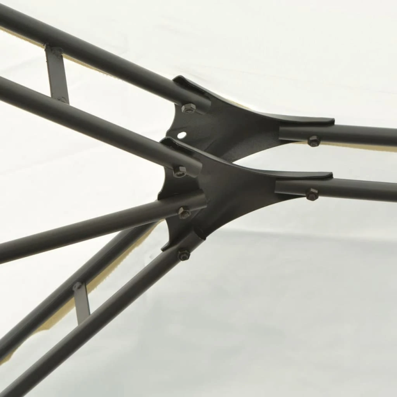 vidaXL dārza nojume ar aizkariem, 4x3 m, balta