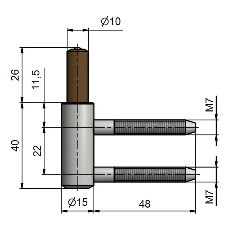 Eņģes durvīm TKZ Polna 9732053L. 1.5 cm x 6.6 cm