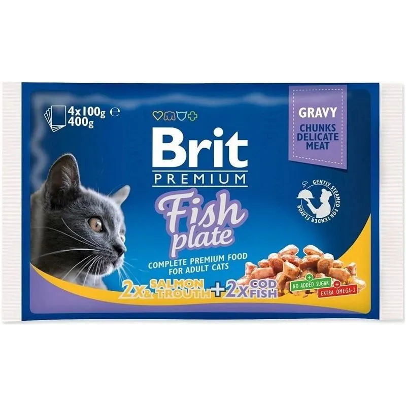 Mitrā kaķu barība Brit Premium Fish Plate. 0.1 kg. 4 gab.