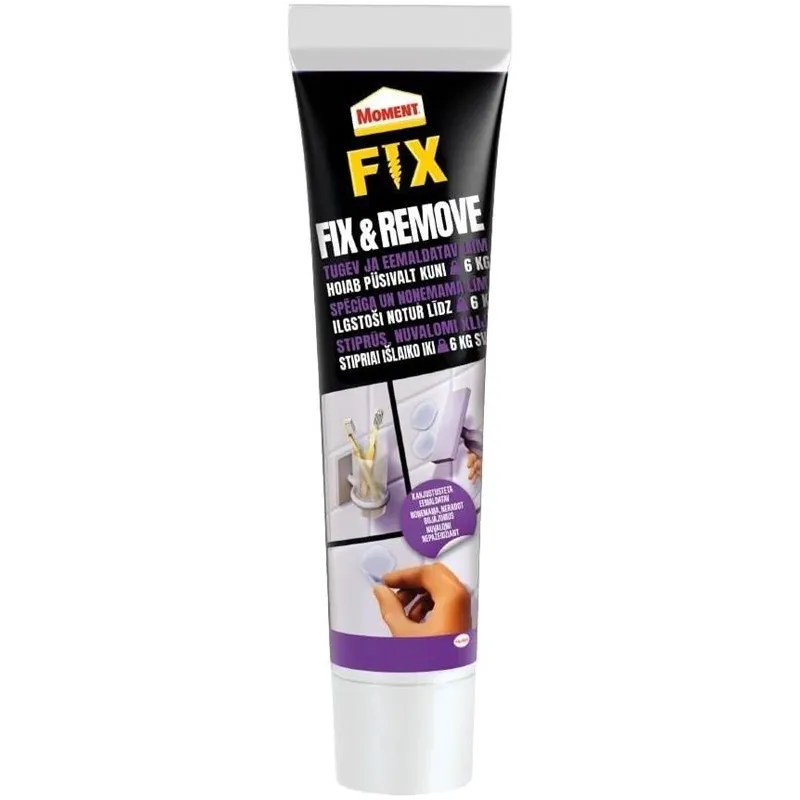 Noņemama universāla līme Moment Fix&Remove.40g caurspīdīga