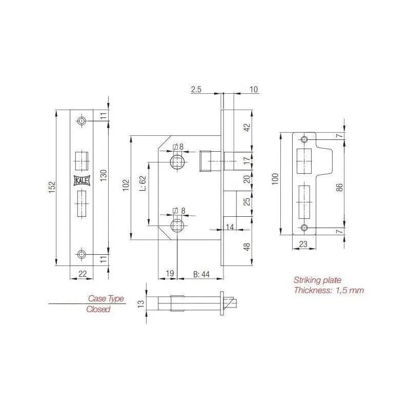 slēdzene Kale Kilit 251-WC misiņa pārklājums 62 mm