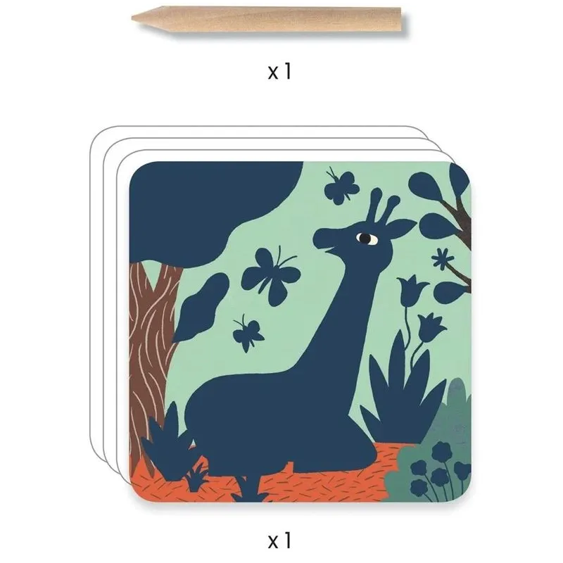 Skrāpēšanas komplekts. dzīvnieki Djeco. daudzkrāsaina