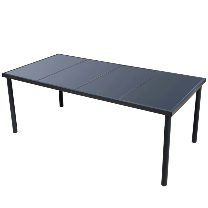 vidaXL 9-daļīgs dārza mēbeļu komplekts, tērauds, melns