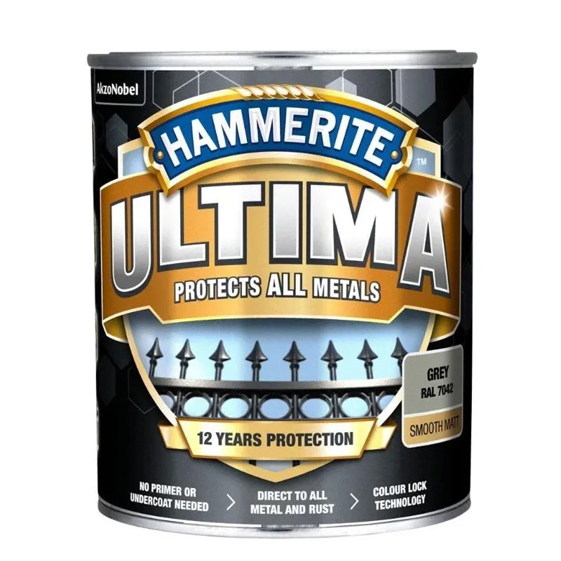 Metāla krāsa Hammerite Ultima Matt. 2.2l pelēka