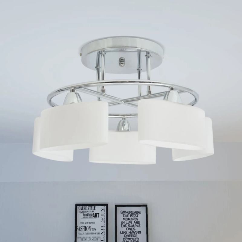 vidaXL griestu lampa ar elipsoidāliem abažūriem, 5 E14 spuldzes, 200 W