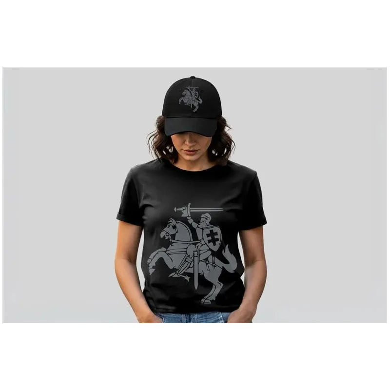 T-krekls. sievietēm Outliner Vytis. melna krās.. M