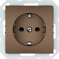 Розетка VILMA QR1000, с заземлением, цвет мокко