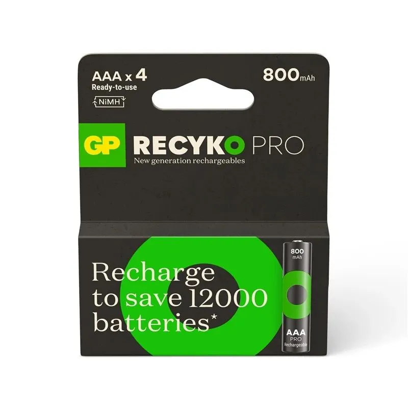 Uzlādējamās baterijas GP. AAA. 800 mAh. 4 gab.