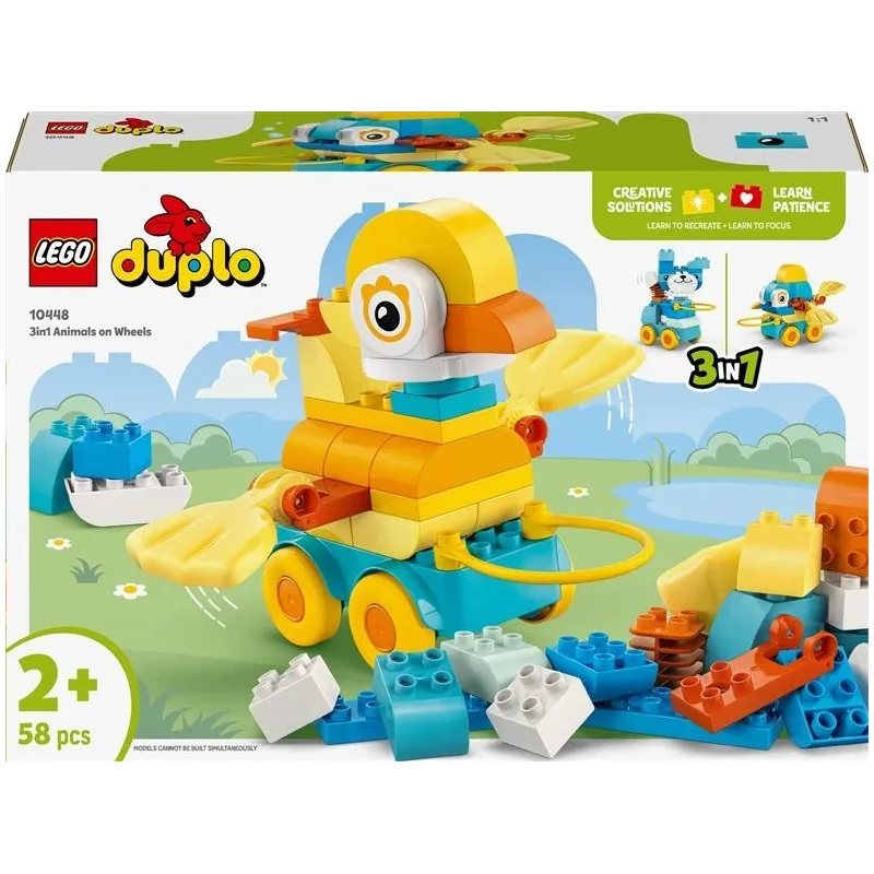 LEGO DUPLO “Trīs vienā” Dzīvnieki uz riteņiem. 58 gab.
