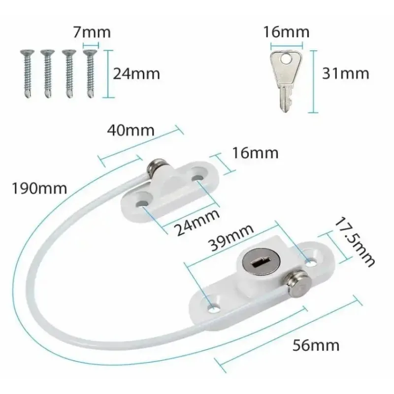 Slēdz logu bērnu droš w-ss-304 190mm bal