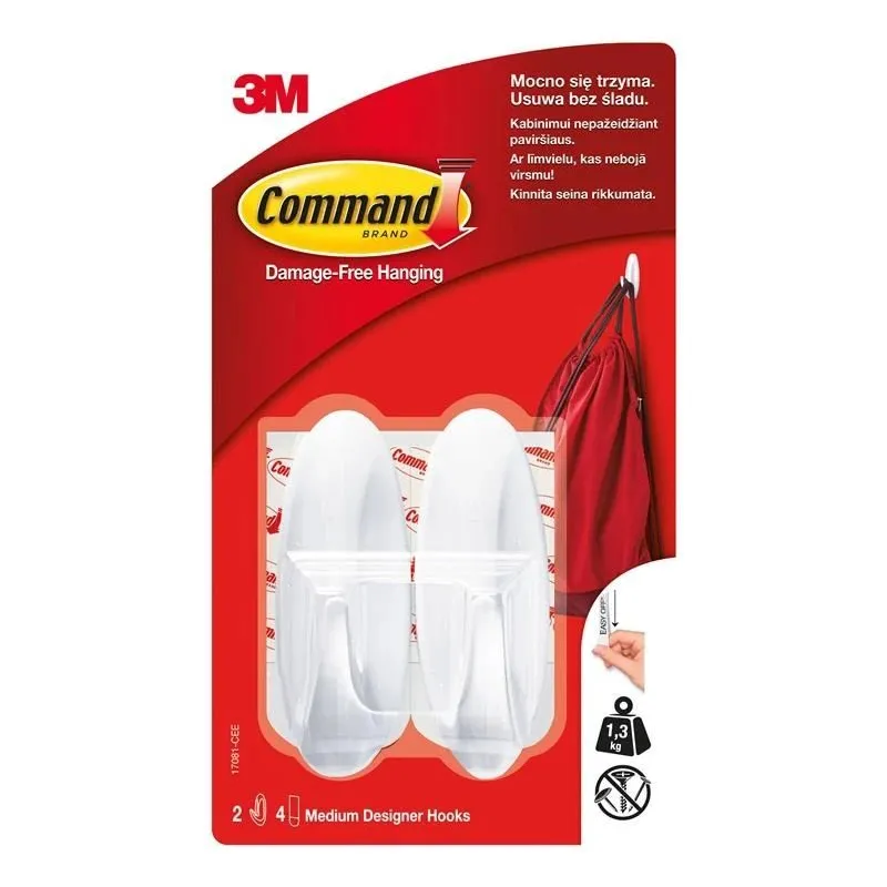 Āķis 3M Command. 29 mm x 30 mm x 80 mm. balta