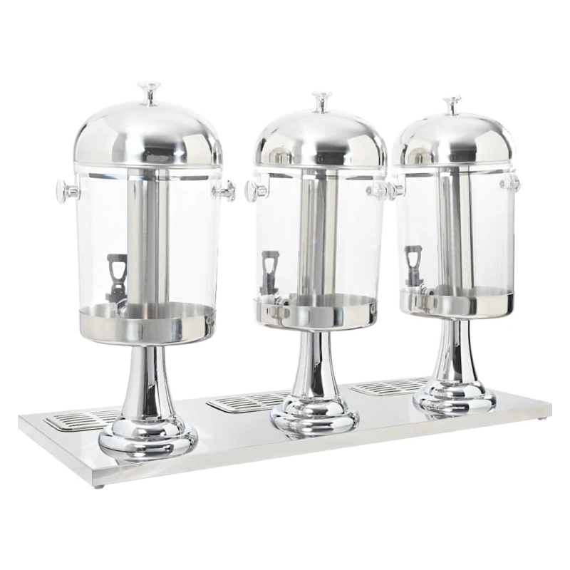 vidaXL sulas dispensers, 3 x 8 L, nerūsējošs tērauds