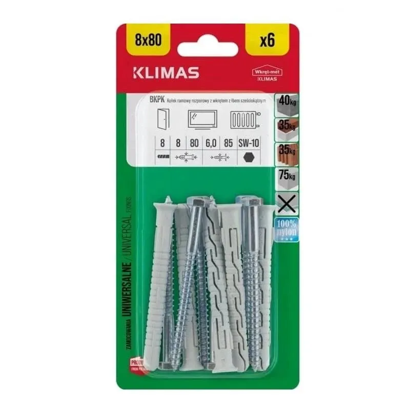 Kaļamie ieliktņi KPK. universāls 8 mm x 80 mm. 6 gab.