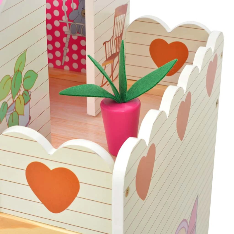 vidaXL leļļu māja, trīsstāvīga, koka, 60x30x90 cm