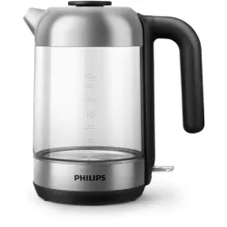 Philips - Kettle - HD9339-80 - Electric - 2200 W - 1.7 L - Stainless steel-Glass - 360° rotational base - Black-Silver