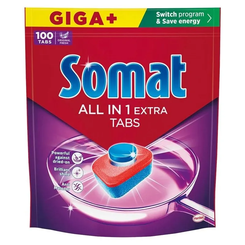 Tabletes trauku mazgājamajai mašīnai Somat Extra. 100 gab.