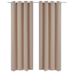vidaXL aptumšojoši aizkari ar riņķiem, 2 gab., 135x175 cm, krēmkrāsā