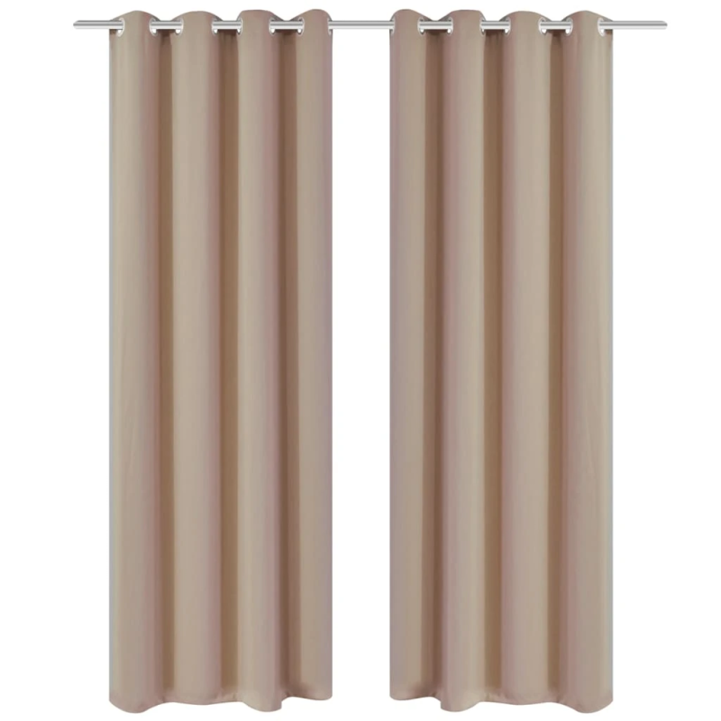vidaXL aptumšojoši aizkari ar riņķiem, 2 gab., 135x175 cm, krēmkrāsā