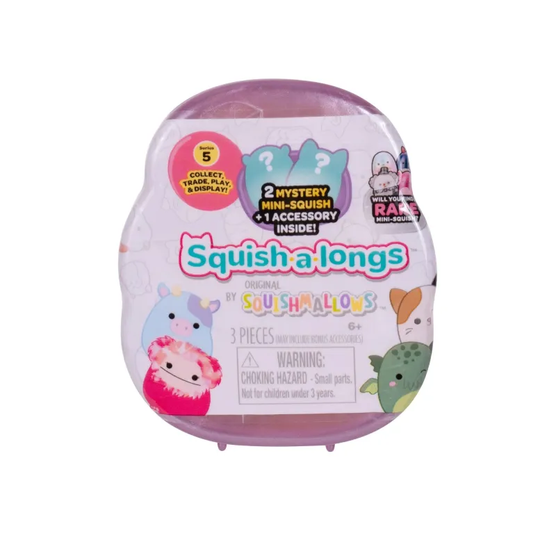 SQUISHMALLOWS SQUISH-A-LONGS figūriņas, 2-paka necaurspīdīgā iepakojumā, 2,5 cm