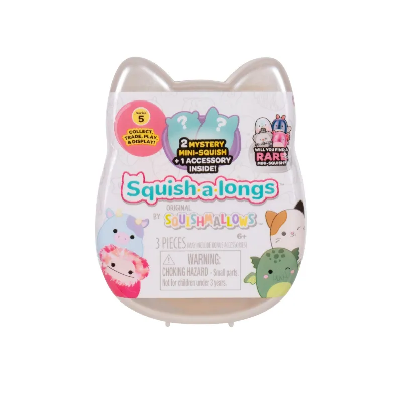SQUISHMALLOWS SQUISH-A-LONGS figūriņas, 2-paka necaurspīdīgā iepakojumā, 2,5 cm