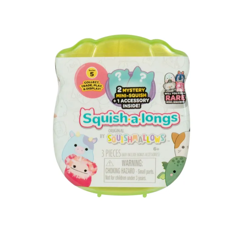 SQUISHMALLOWS SQUISH-A-LONGS figūriņas, 2-paka necaurspīdīgā iepakojumā, 2,5 cm