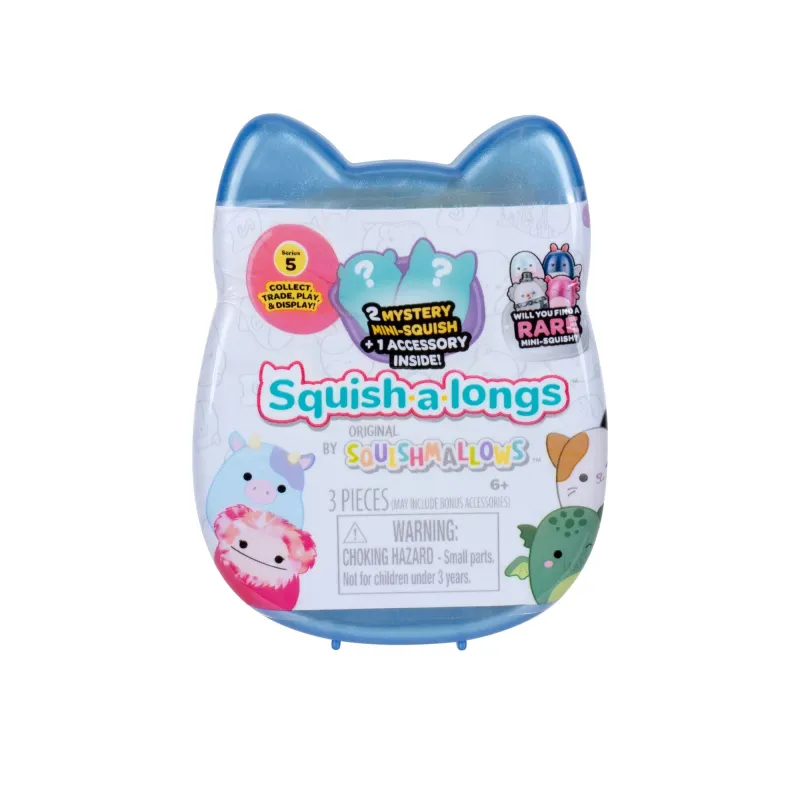 SQUISHMALLOWS SQUISH-A-LONGS figūriņas, 2-paka necaurspīdīgā iepakojumā, 2,5 cm