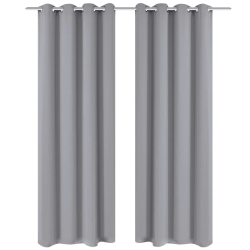 vidaXL aptumšojoši aizkari ar riņķiem, 2 gab., 135x175 cm, pelēki