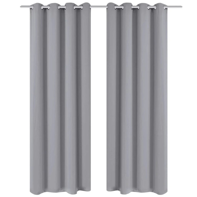 vidaXL aptumšojoši aizkari ar riņķiem, 2 gab., 135x175 cm, pelēki