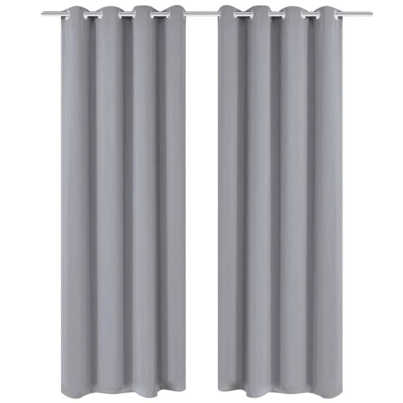 vidaXL aptumšojošs aizkars ar iestrādātiem riņķiem, 270x245 cm, pelēks