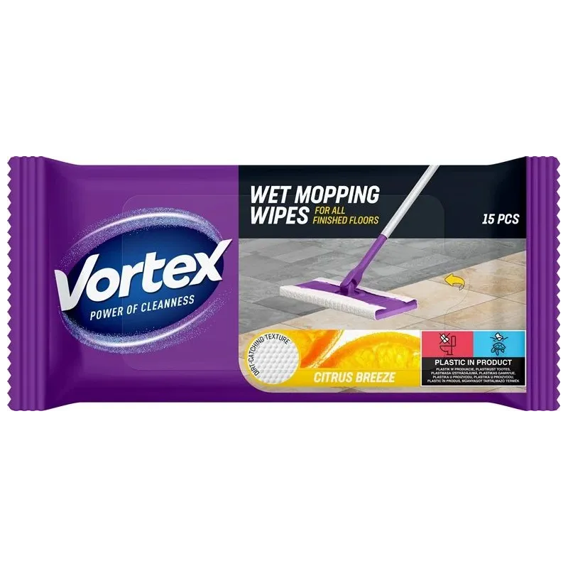 Mitrā salvetes VORTEX Citrus Breeze, 15 gab.
