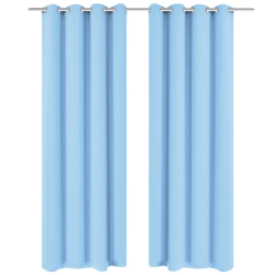 vidaXL aptumšojoši aizkari ar riņķiem, 2 gab., 135x175 cm, tirkīzzili