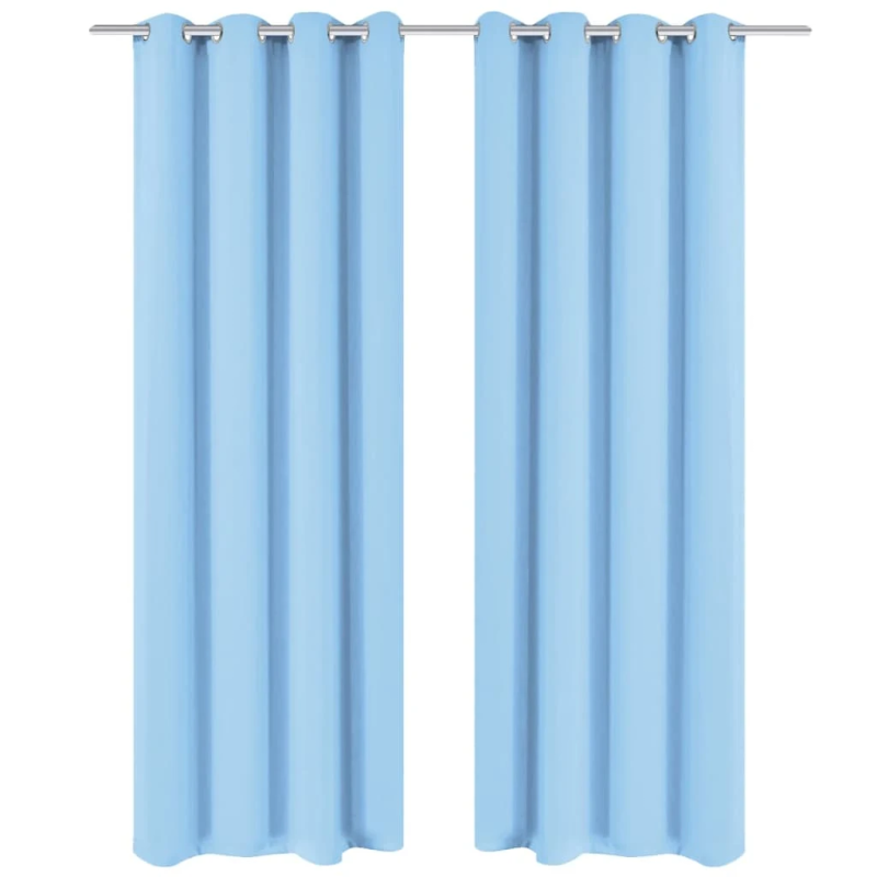 vidaXL aptumšojoši aizkari ar riņķiem, 2 gab., 135x175 cm, tirkīzzili