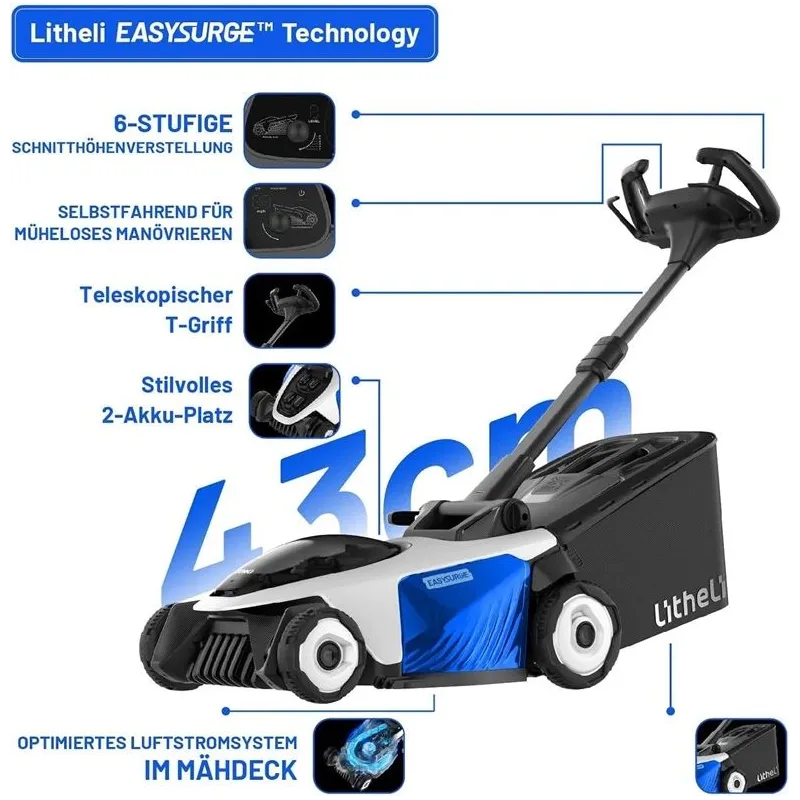 Akumulatora zāles pļāvējs Litheli U20LM01-0U220. 43cm