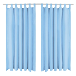 vidaXL aizkari ar cilpām, 2 gab., 140x225 cm, smalks satīns, tirkīza