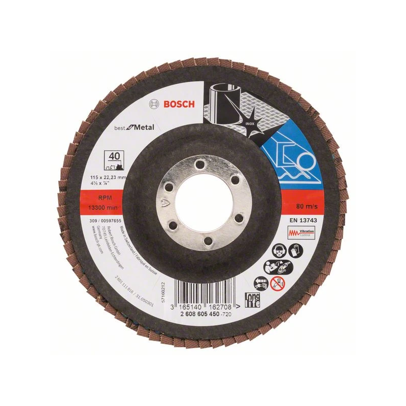 Slīppap.slīpšķ.metal top D 115 mm, K 40, 1 gab.