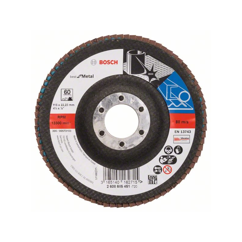 Slīppap.slīpšķ.metal top D 115 mm, K 60, 1 gab.